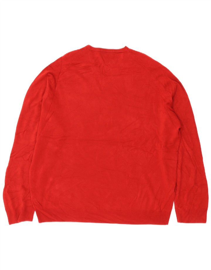 Suéter masculino Marks & Spencer com decote em V 2XL acrílico vermelho