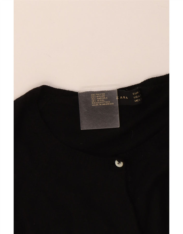 Suéter cardigã feminino Zara Reino Unido 12 médio preto rayon