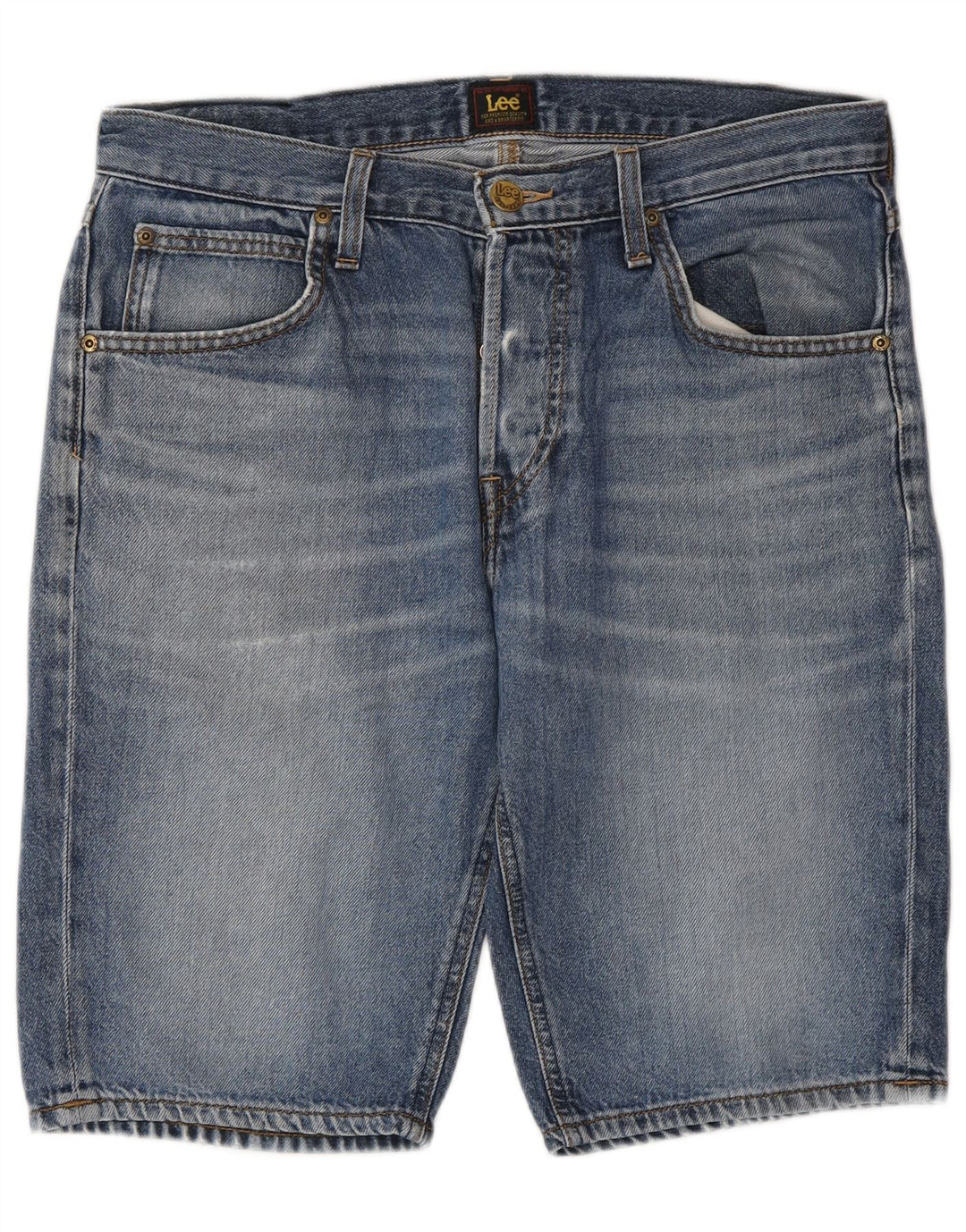 Shorts jeans curtos Lee masculino com 5 bolsos W31 algodão azul médio