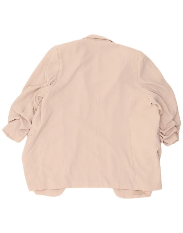 Jaqueta blazer feminina Marks & Spencer manga 3/4 aberta Reino Unido 22 3XL bege