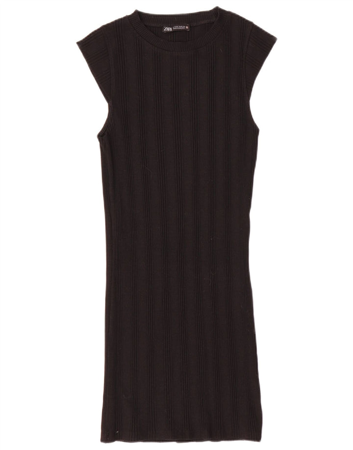 Vestido feminino Zara Shift UK 8 pequeno algodão preto