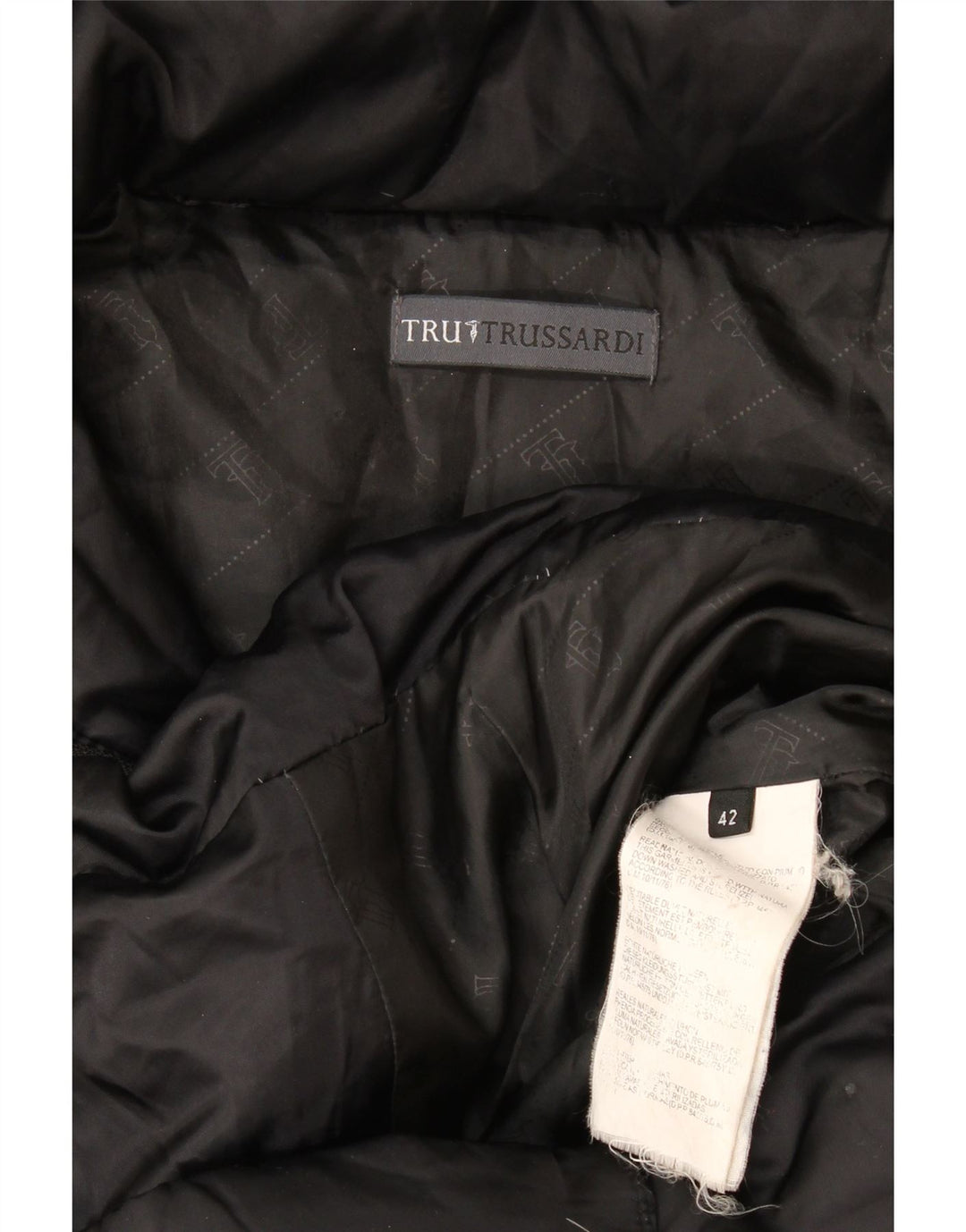 Casaco acolchoado com capuz feminino Trussardi IT 42 poliéster preto médio