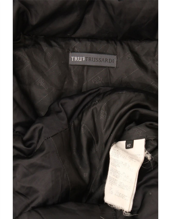 Casaco acolchoado com capuz feminino Trussardi IT 42 poliéster preto médio
