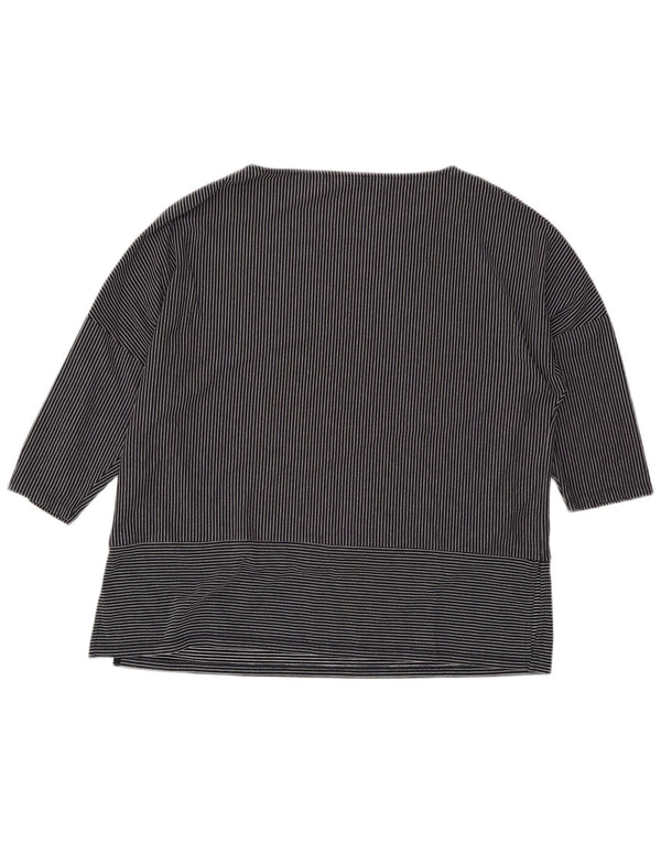 Top feminino Marks & Spencer manga 3/4 UK 18 XL listrado azul marinho