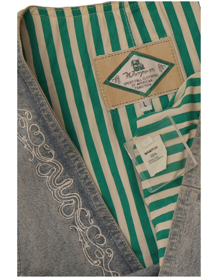 Colete feminino WAMPUM UK 16 grande algodão azul