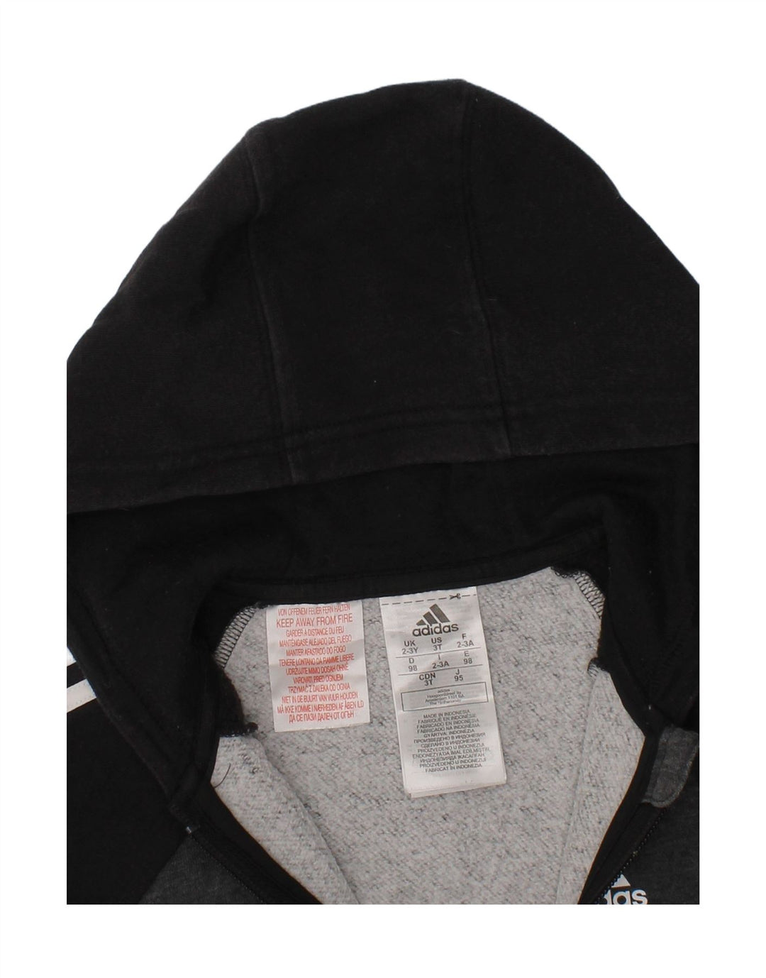 Suéter adidas masculino com capuz e zíper 2-3 anos cinza colorblock algodão