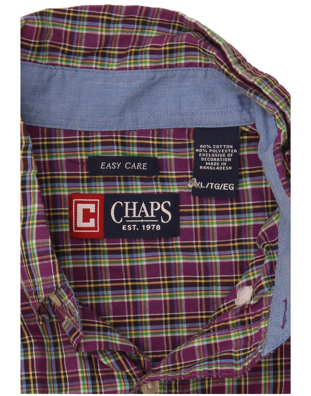 Camisa masculina Chaps Easy Care XL roxo xadrez algodão