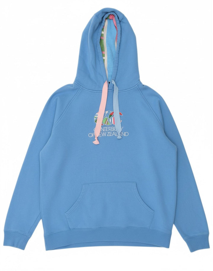 Suéter feminino com capuz gráfico CANTERBURY UK 18 XL algodão azul