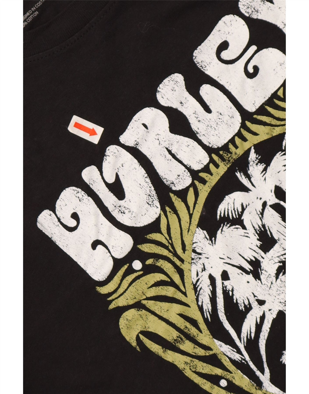 Camiseta masculina HURLEY com estampa gráfica grande de algodão preto