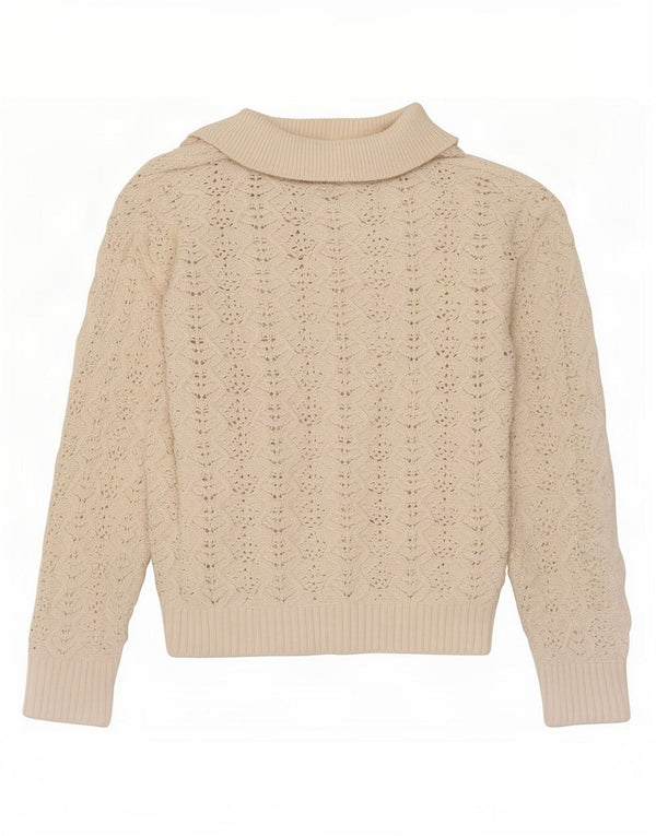 Suéter feminino Marks & Spencer com gola polo, Reino Unido, 10 algodão bege pequeno