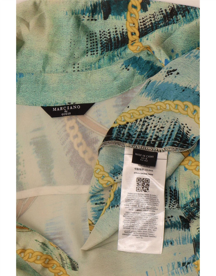 Vestido feminino Guess By Marciano com padrão abstrato linha A EUA 6 azul médio