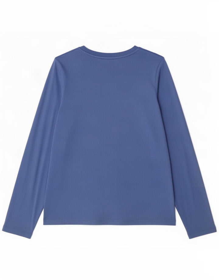 Top feminino Marks & Spencer manga comprida Reino Unido 16 grande viscose azul