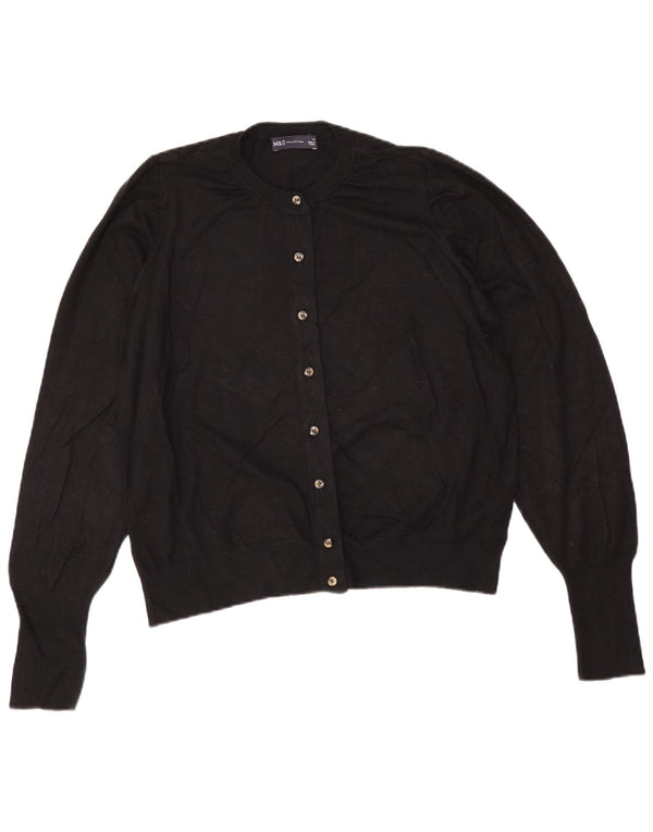 Suéter cardigã feminino Marks & Spencer Reino Unido 16 grande viscose preta