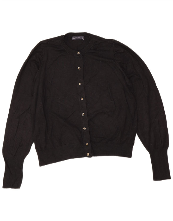 Suéter cardigã feminino Marks & Spencer Reino Unido 16 grande viscose preta