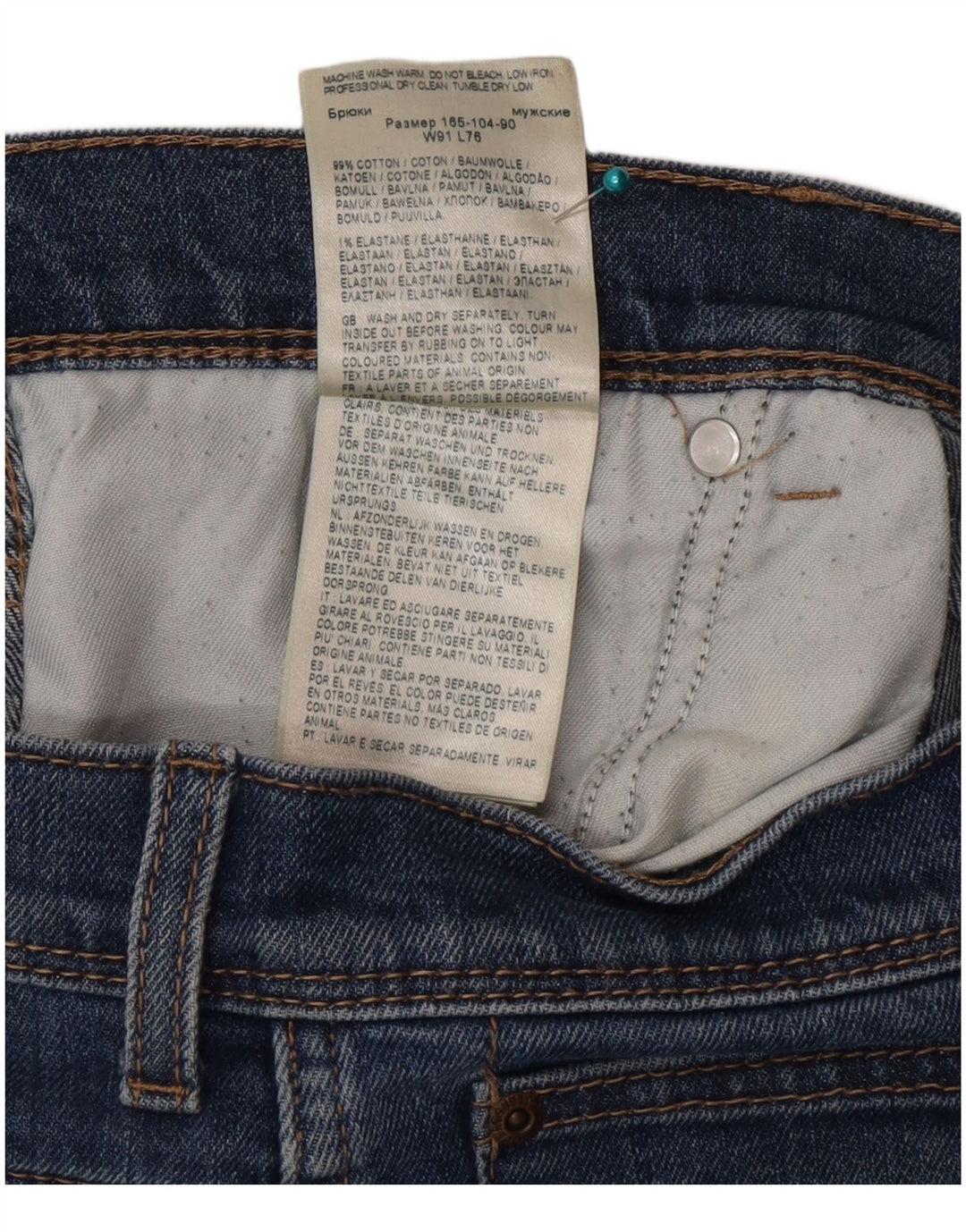 Wrangler masculino regular fit jeans reto W36 L30 algodão azul