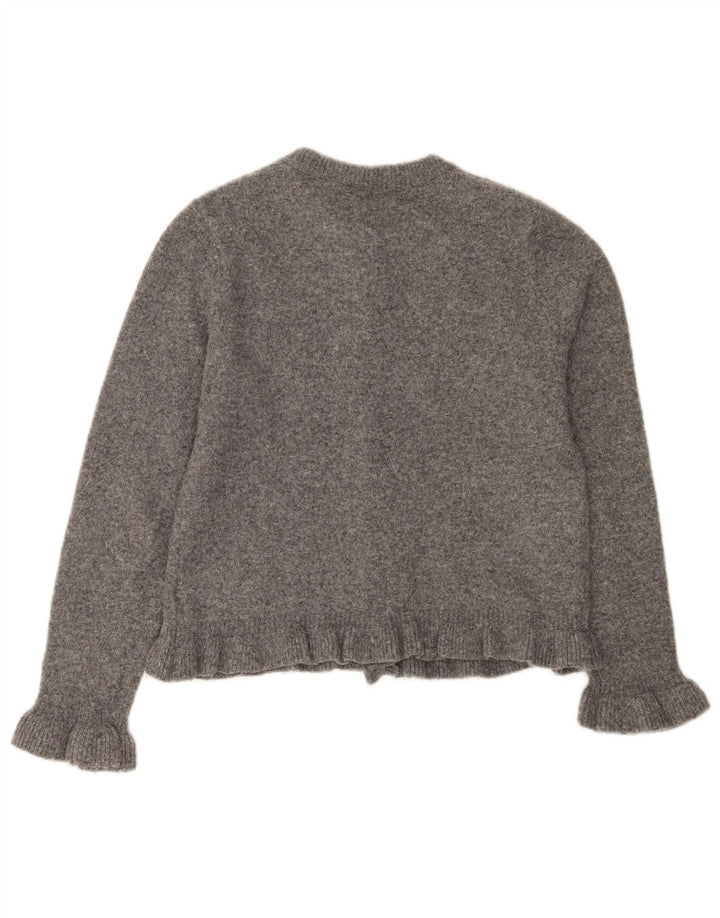 Suéter cardigã feminino Zara UK 10 pequeno poliéster cinza