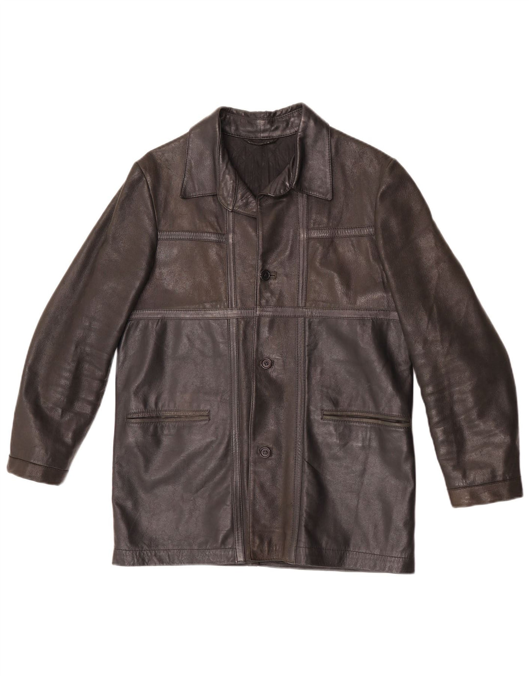 Jaqueta de couro masculina vintage UK 36 pequena marrom
