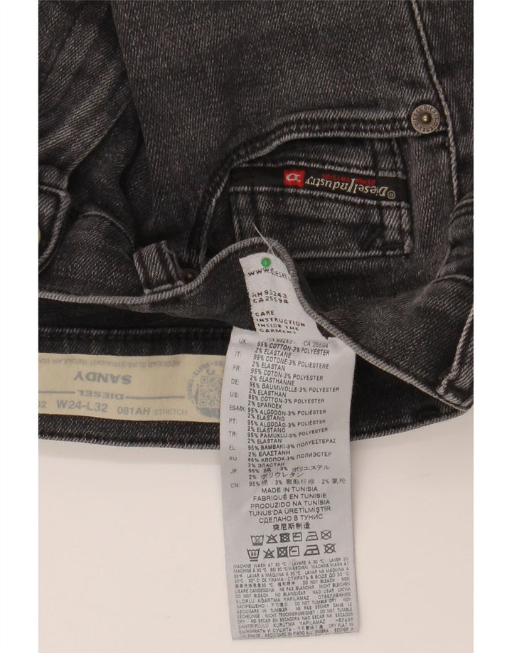 DIESEL Calça jeans feminina Sandy Regular Slim Fit Straight W24 L32 Algodão Cinza
