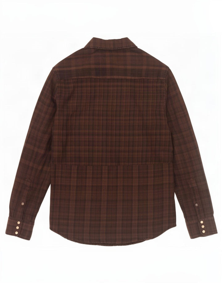 Camisa masculina de flanela Jack & Jones de algodão xadrez marrom médio