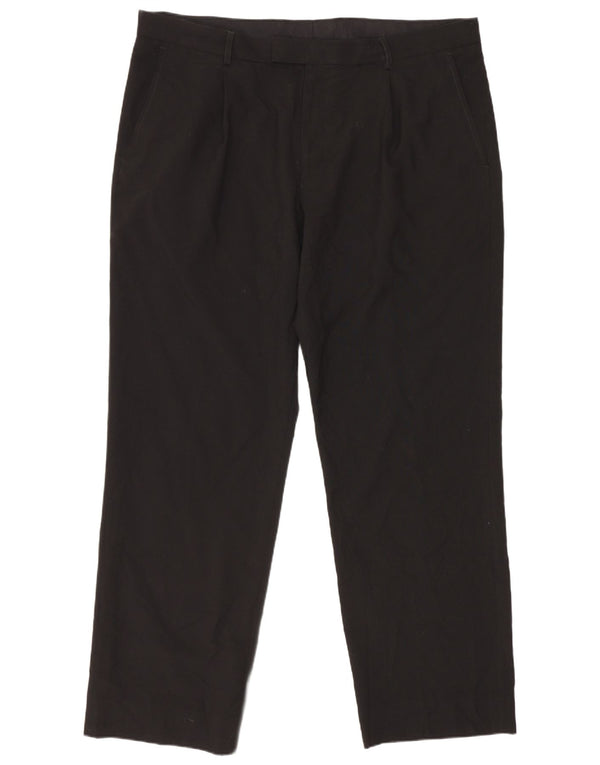 Calça masculina de terno reto Marks & Spencer W39 L31 poliéster preto
