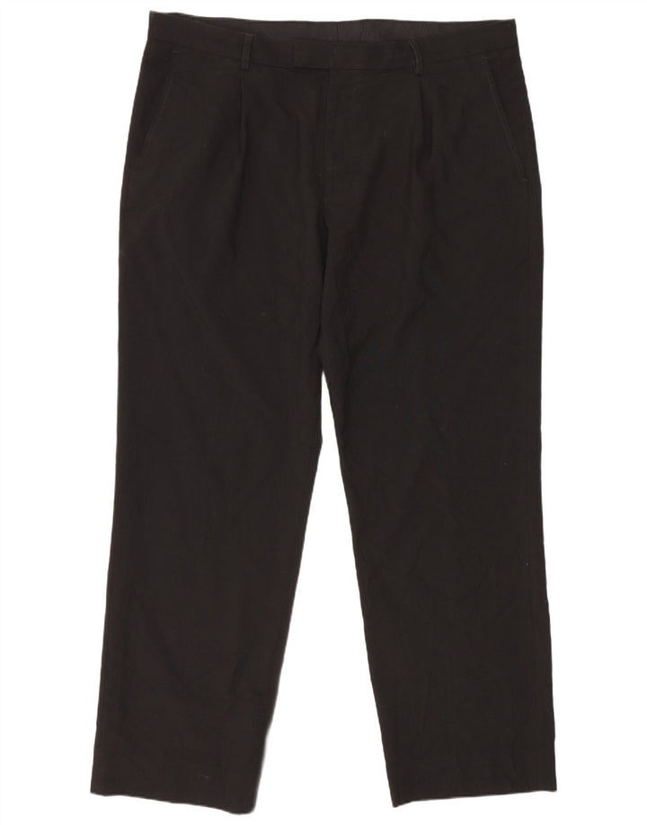 Calça masculina de terno reto Marks & Spencer W39 L31 poliéster preto
