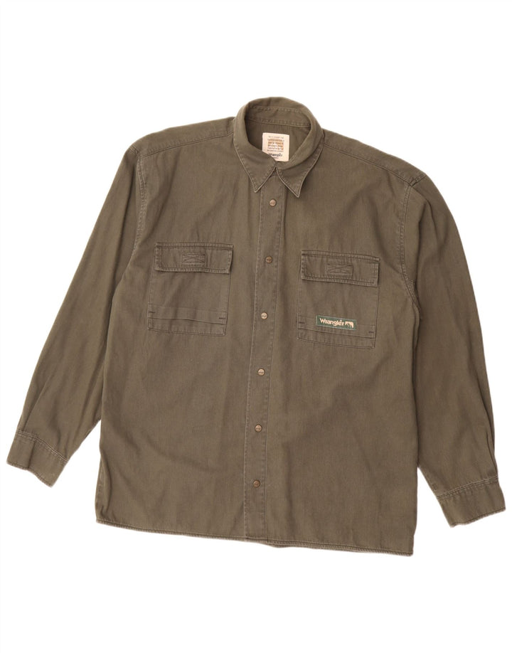 Wrangler Camisa masculina cinza médio algodão