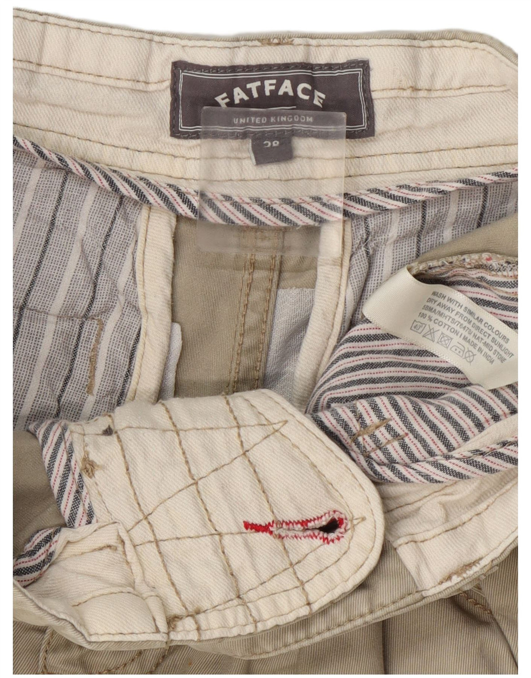 Shorts Chino Masculino Fat Face W28 Algodão Cáqui Médio