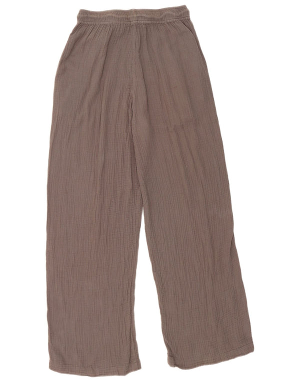 Calça feminina casual reta Topshop UK 10 pequena W28 L30 algodão cinza