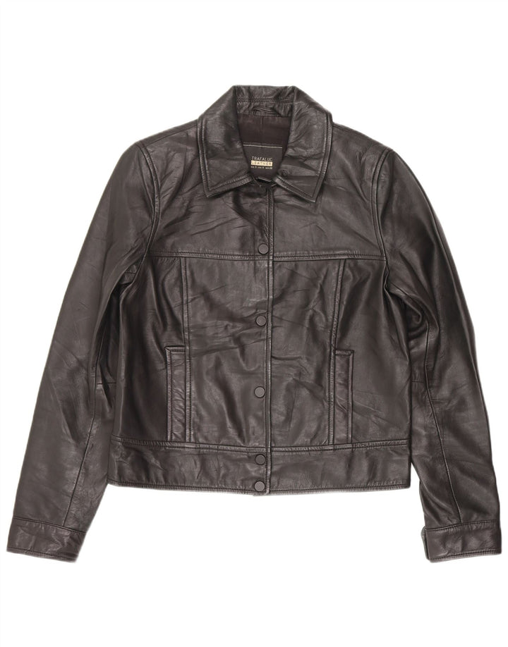 Jaqueta feminina de couro para motociclista Trafaluc UK 10 pequena couro preto