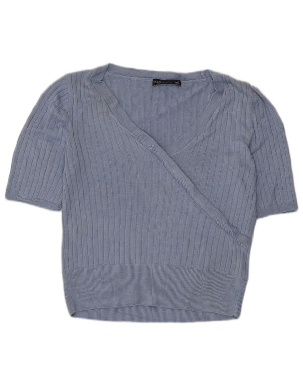 Blusa cropped feminina Marks & Spencer Reino Unido 12 viscose azul médio