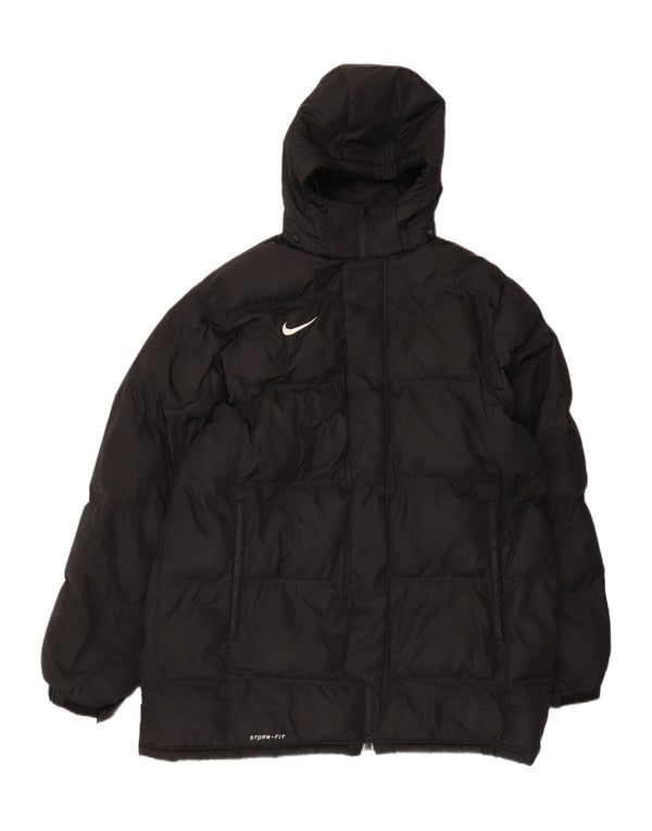 Jaqueta acolchoada com capuz Nike masculina Storm-Fit Reino Unido 40 grande poliéster preto