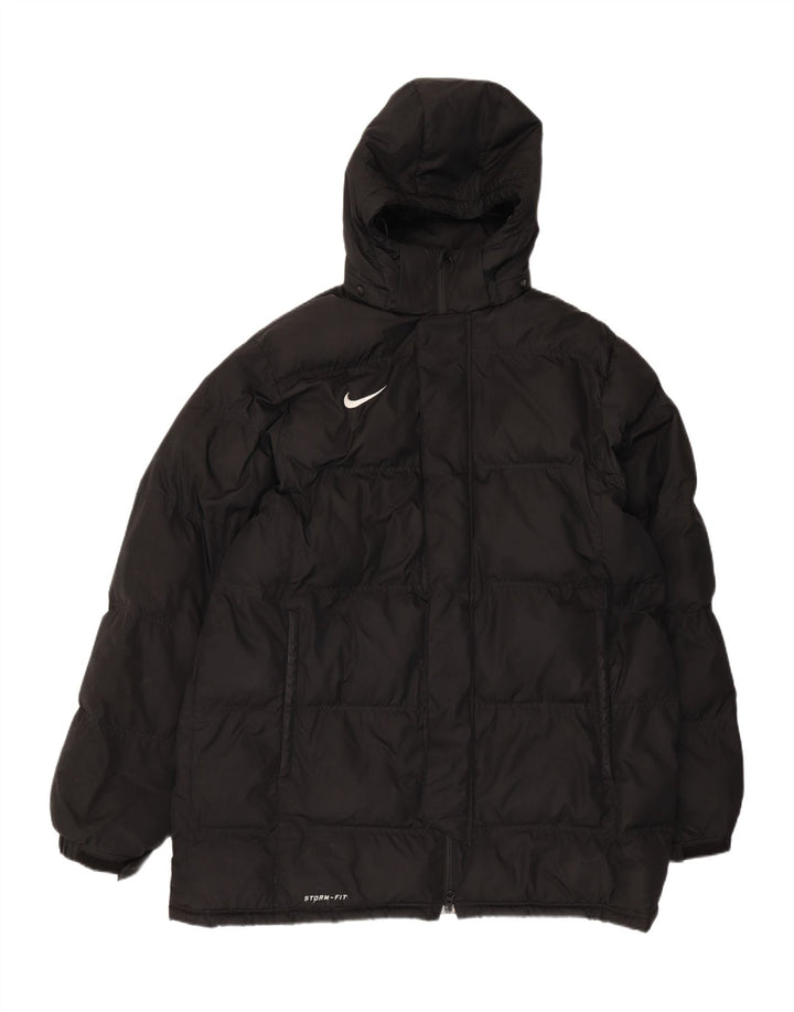 Jaqueta acolchoada com capuz Nike masculina Storm-Fit Reino Unido 40 grande poliéster preto