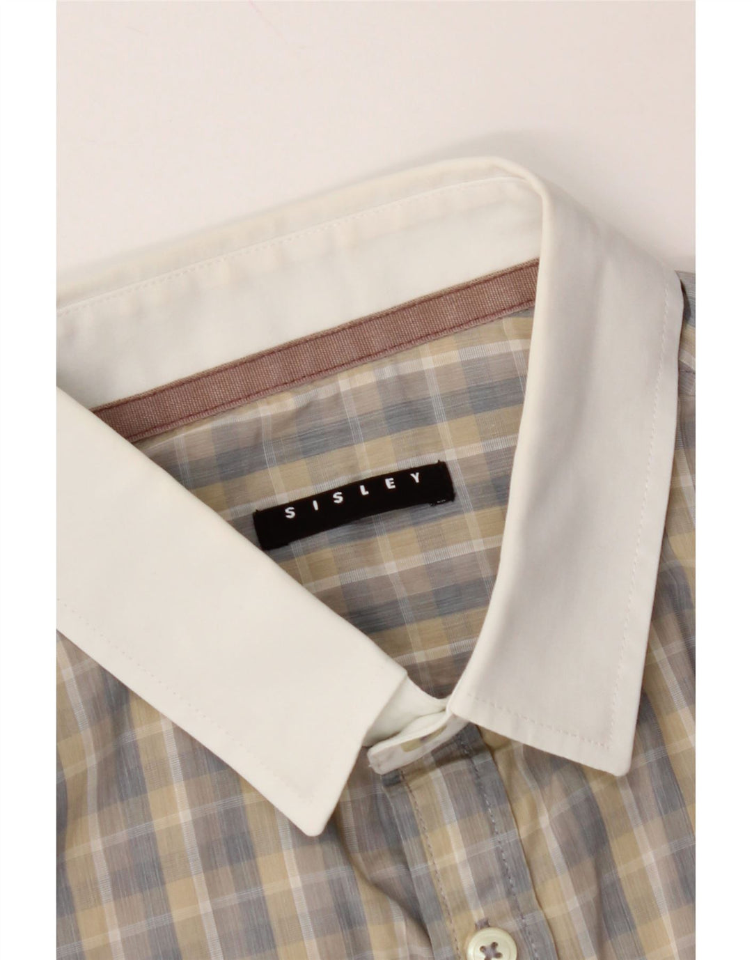 Camisa masculina SISLEY de manga curta pequena xadrez cinza