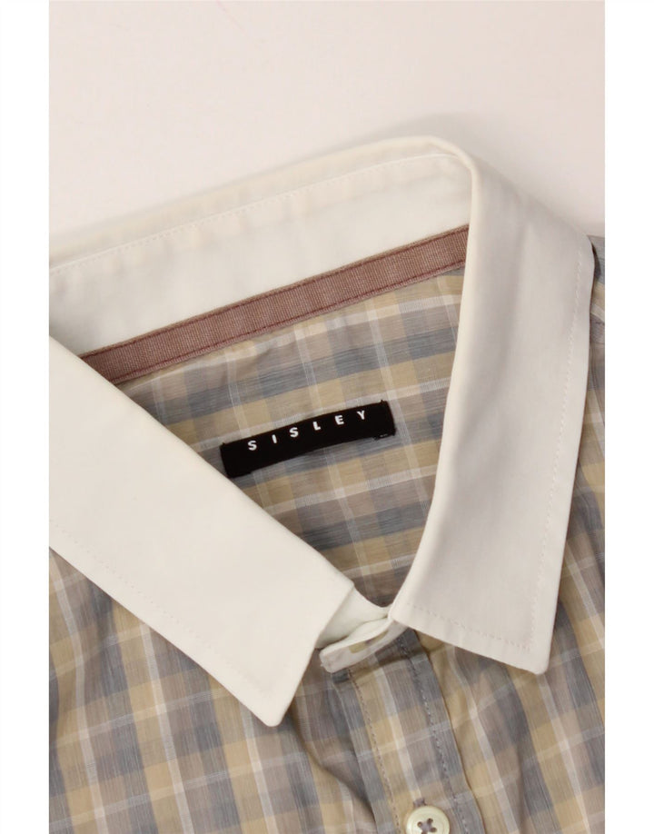 Camisa masculina SISLEY de manga curta pequena xadrez cinza