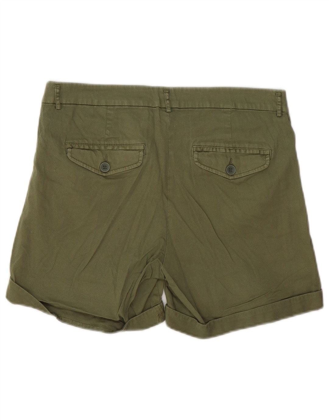 Shorts Chino feminino BENETTON UK 10 pequeno W30 algodão cáqui