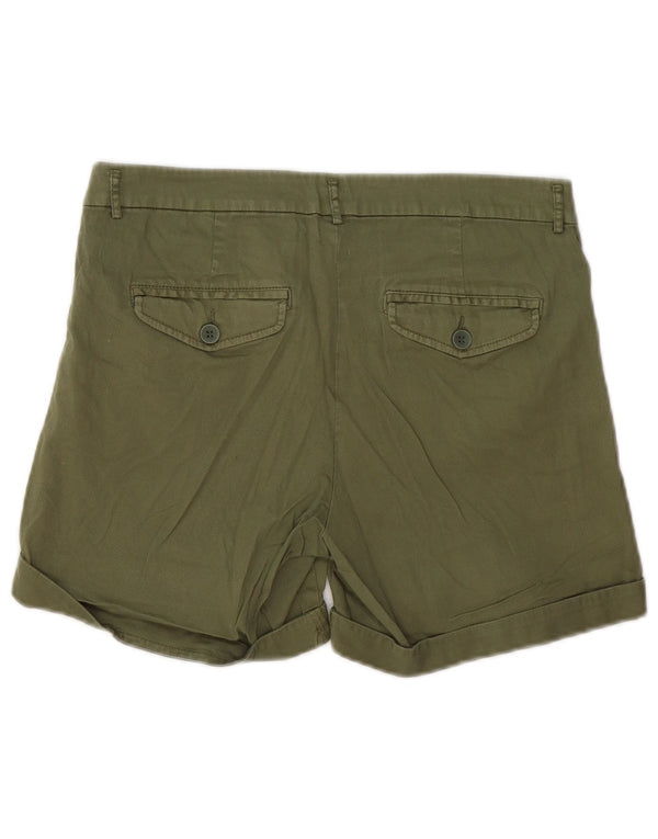 Shorts Chino feminino BENETTON UK 10 pequeno W30 algodão cáqui