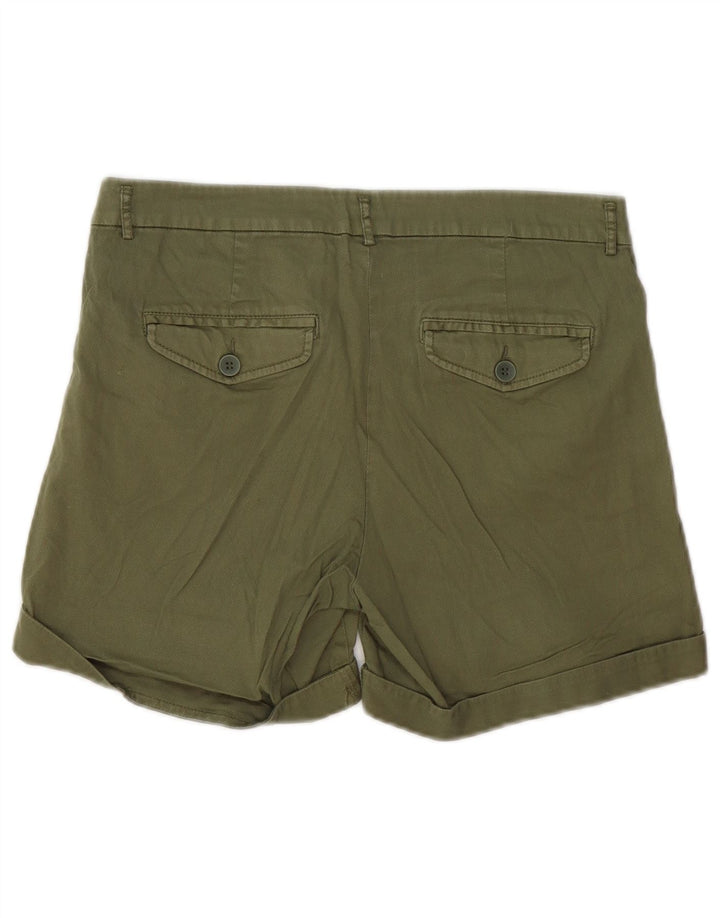 Shorts Chino feminino BENETTON UK 10 pequeno W30 algodão cáqui