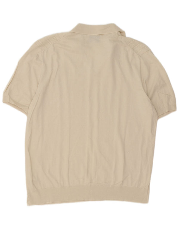 Suéter masculino Marks & Spencer de manga curta com gola polo XL algodão bege
