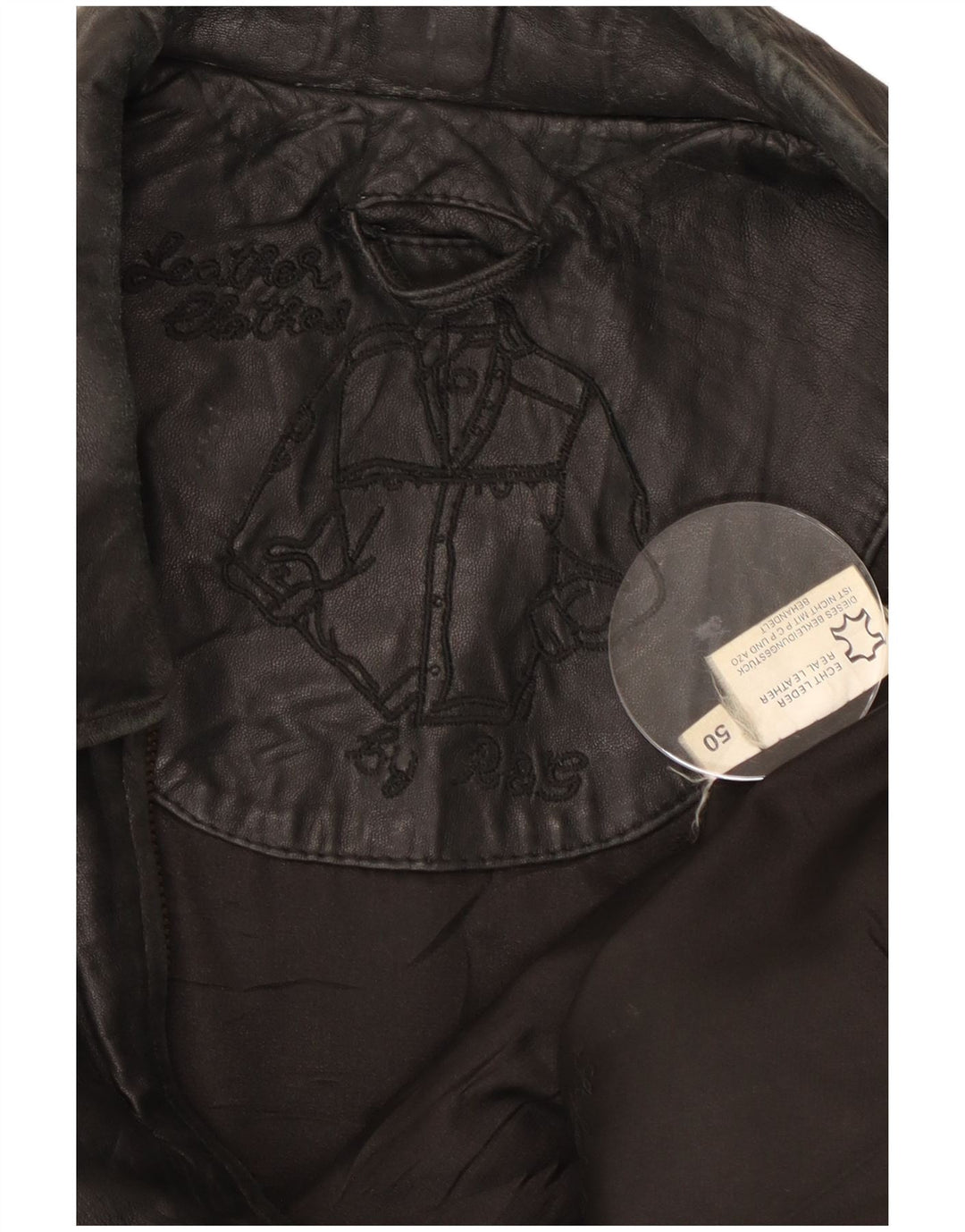 Jaqueta de couro masculina vintage IT 50 grande couro preto