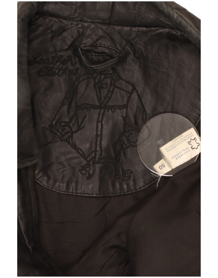 Jaqueta de couro masculina vintage IT 50 grande couro preto