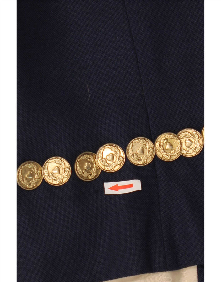 Jaqueta blazer feminina Moschino de manga curta com 3 botões Reino Unido 14 grande azul marinho