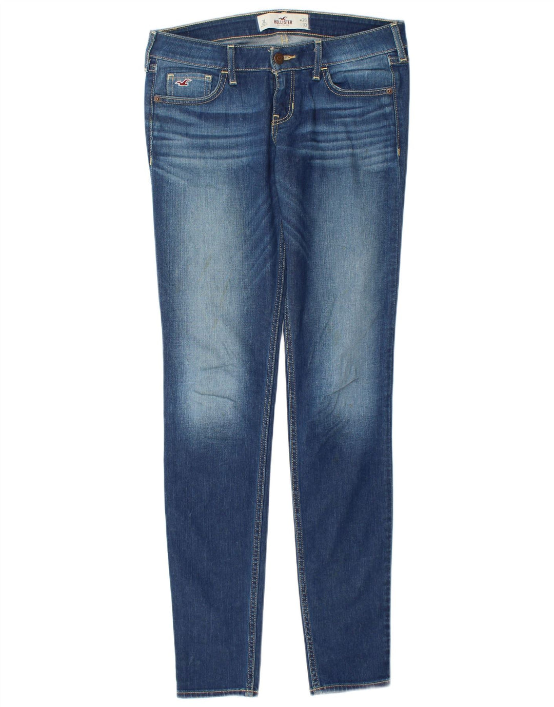 Calça jeans feminina HOLLISTER longa skinny US 3 XS W26 L33 azul algodão