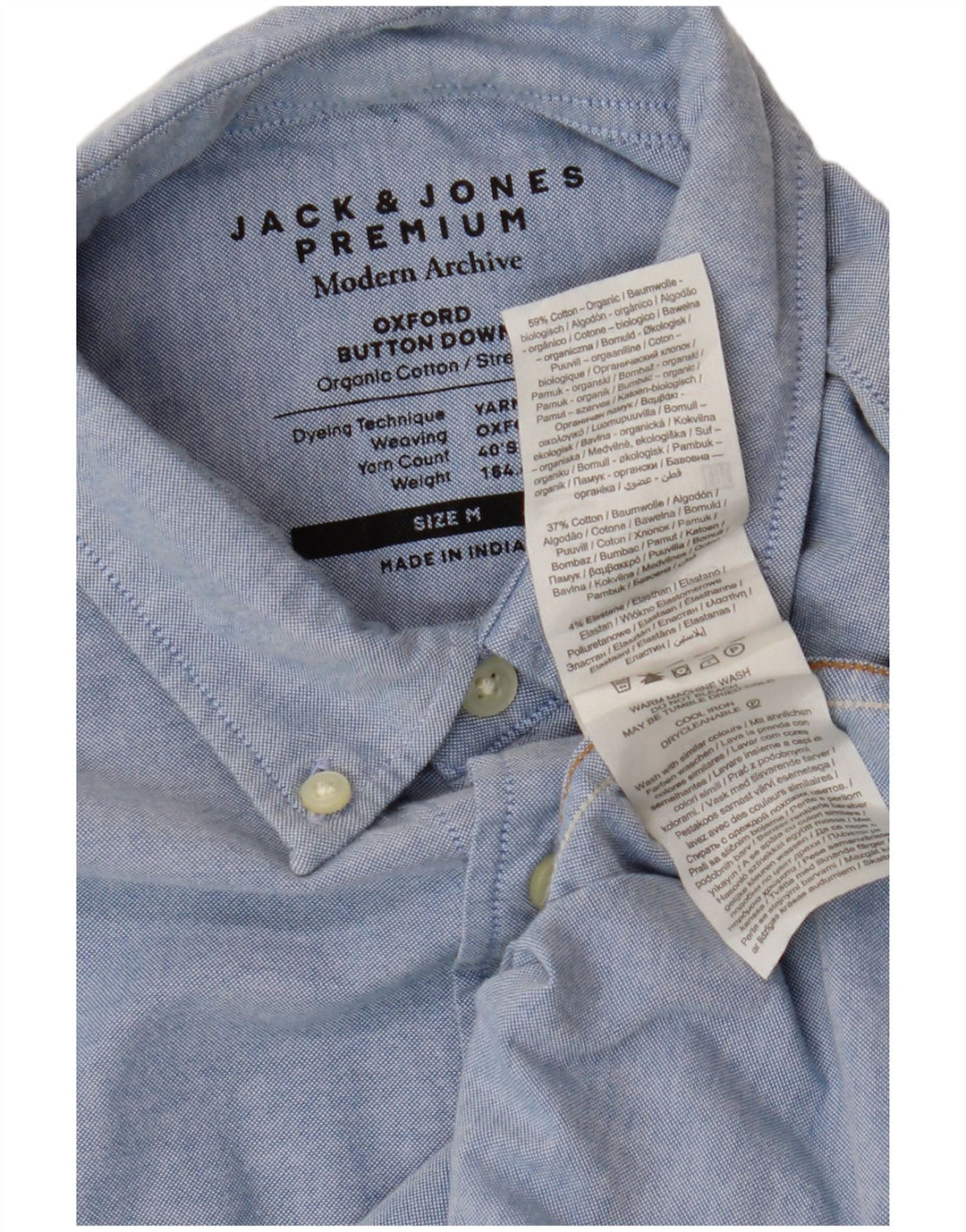 Camisa masculina Jack & Jones de algodão azul médio