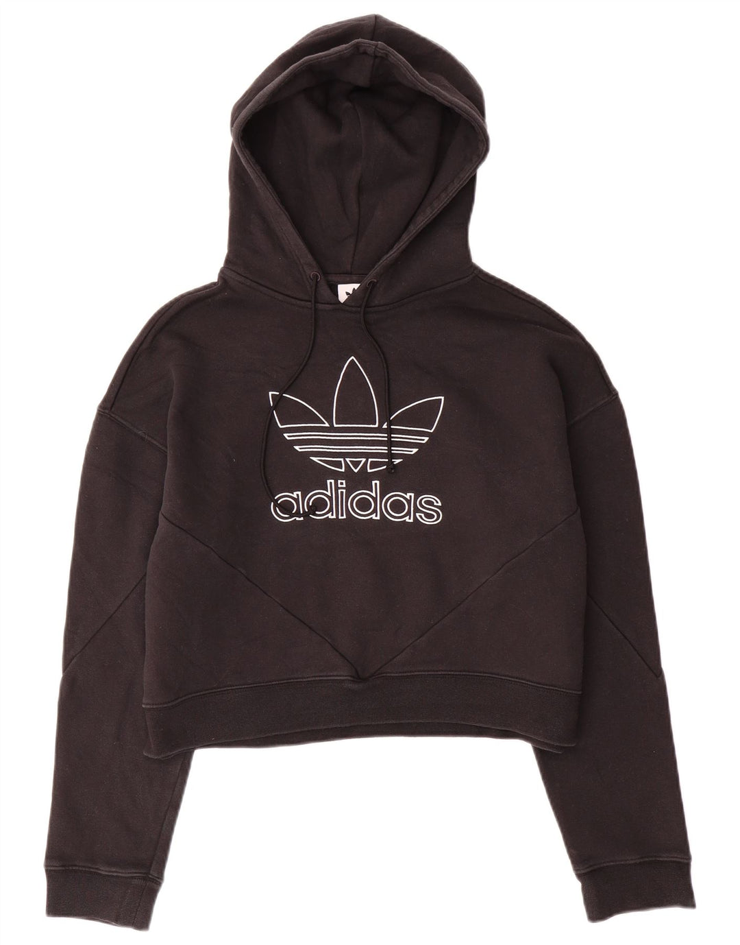 ADIDAS Womens Oversized Graphic Hoodie Jumper Reino Unido 10 Pequeno Algodão Preto