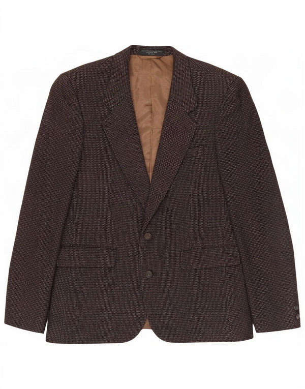 Jaqueta blazer masculina de 2 botões Anralfo Orsini Reino Unido 40 grande marrom manchado