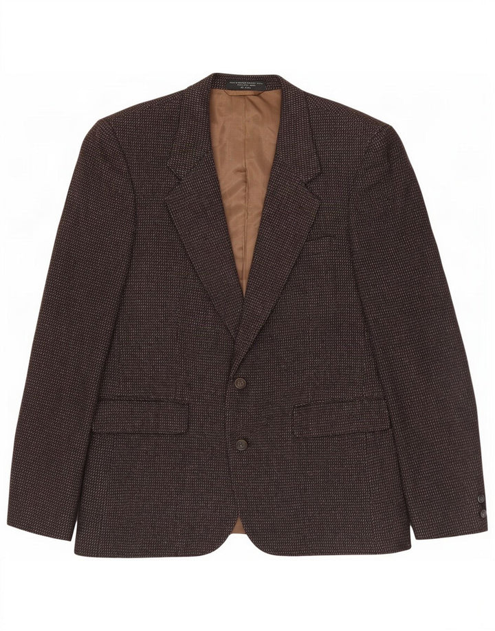 Jaqueta blazer masculina de 2 botões Anralfo Orsini Reino Unido 40 grande marrom manchado