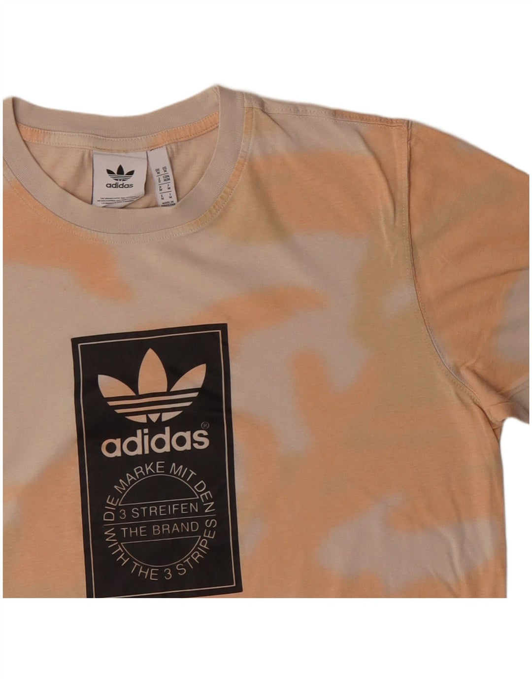 Adidas Mens Graphic T-Shirt Top Médio Laranja Tie Dye Algodão