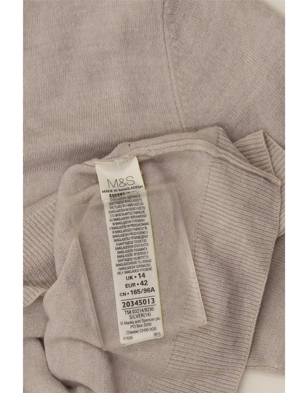 Suéter cardigã feminino Marks & Spencer Reino Unido 14 grande cinza acrílico
