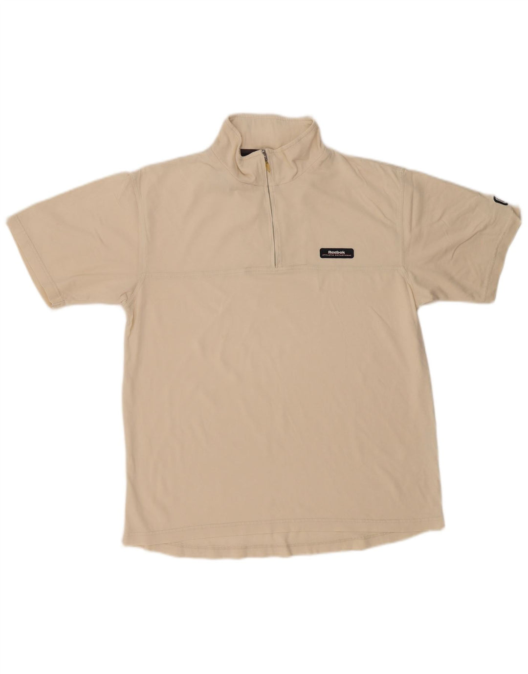 Reebok Mens Zip Neck T-Shirt Top XL Bege