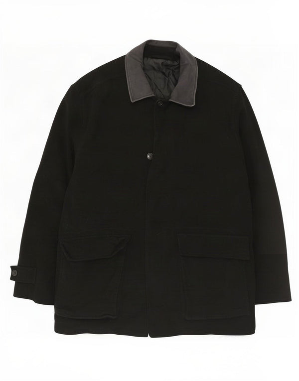 Sobretudo masculino Marks & Spencer UK 44 2XL algodão preto